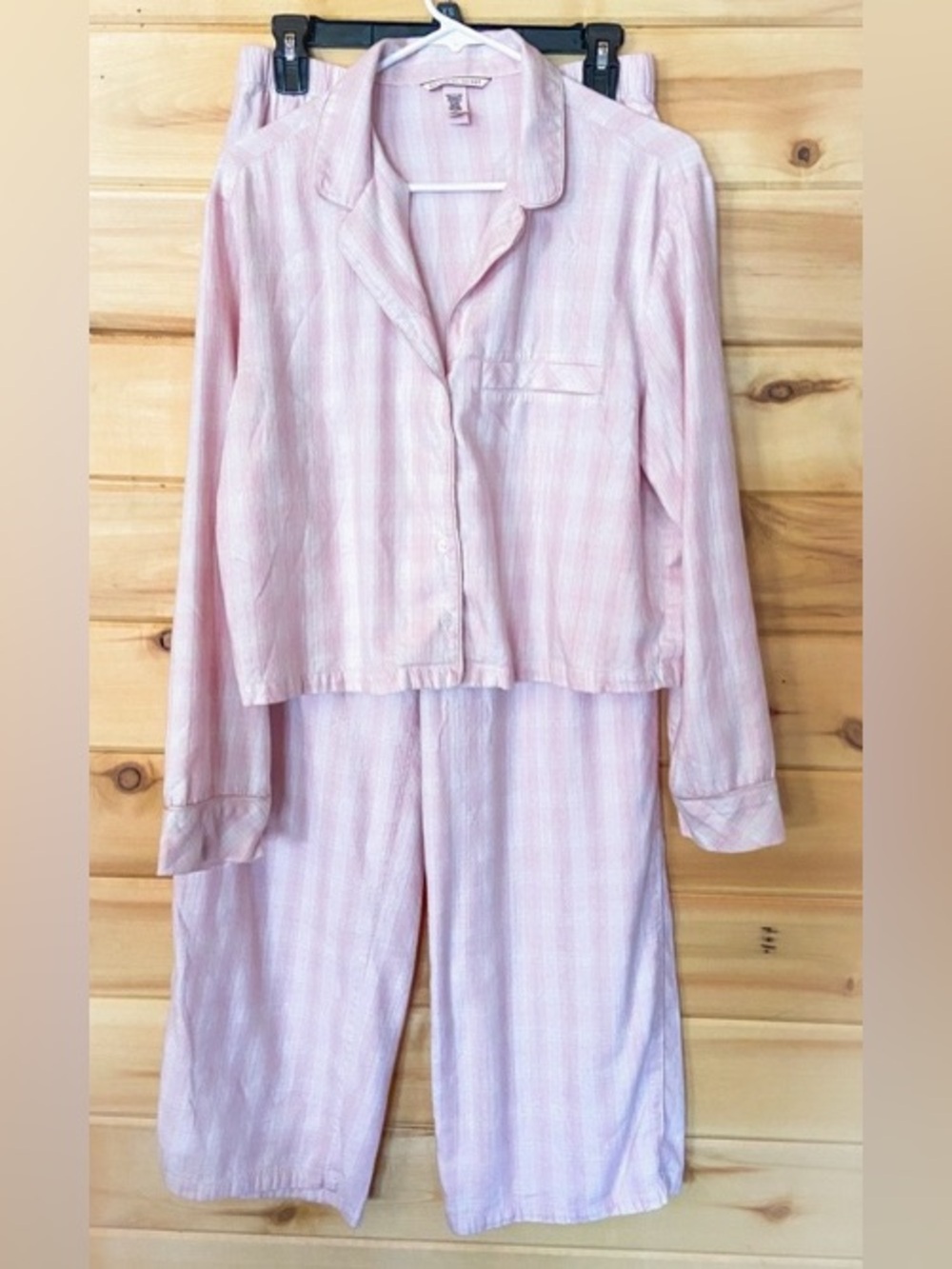 Victoria’s Secret 2pc Cotton Pajama Set Women’s Sleep Long Sleeve PJ Pants/Top